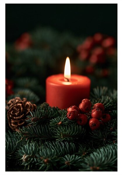 Kép adventi fény tobozok között