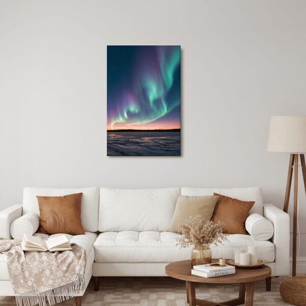 Kép téli táj az aurora alatt