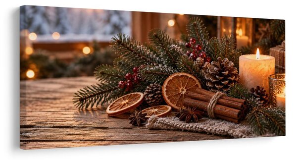 Kép hangulatos adventi dekoráció tobozokkal