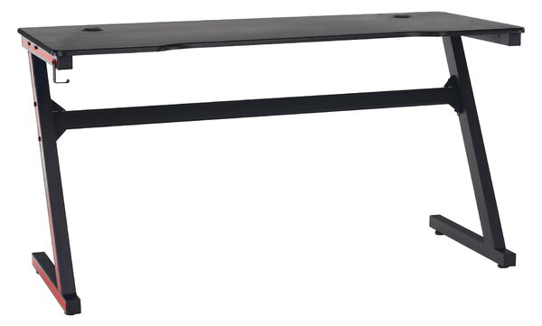 KONDELA Gamer asztal/számítógépasztal, fekete/piros, MACKENZIE 140cm
