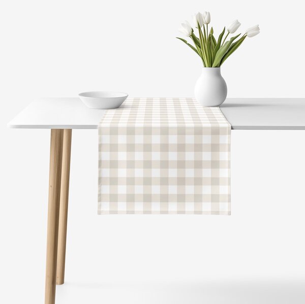 Goldea pamut asztali futó - latté kockás 35x140 cm