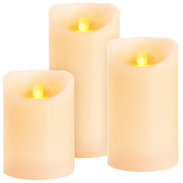 Gyertyák MagicHome Vianoce, szett 3 db, LED, 3xAAA, valódi viasz, egyszerű világítás, időzítő, mozgó