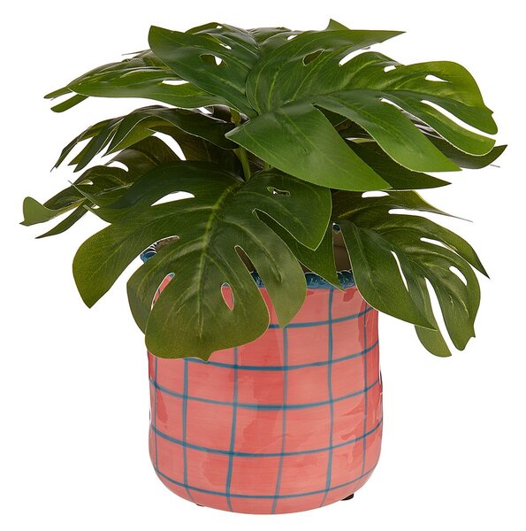 POTTERY kaspó, pink-kék kockás