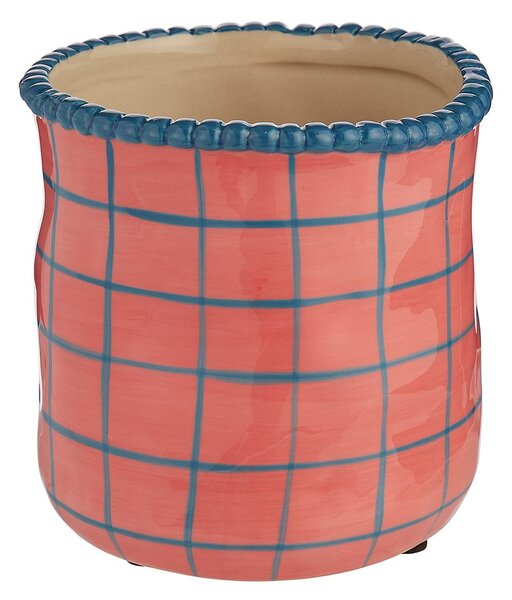 POTTERY kaspó, pink-kék kockás