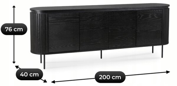 BECK komód 200 cm, fekete