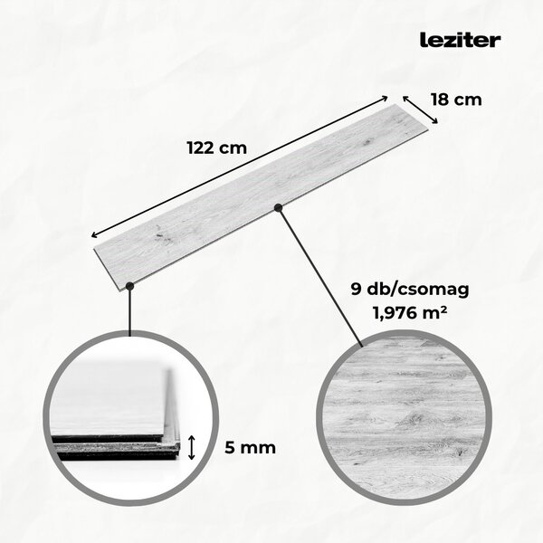 Leziter Reno kőhatású szürke Vinyl SPC padló