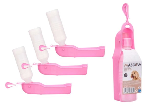 ANIMAL utazós palack kutyáknak 250 ml, rózsaszín