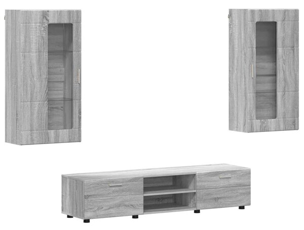 TV szekrény garnitúra FLORIN 3 pcs Szürke Sonoma Faanyag