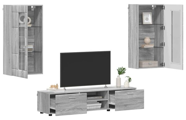 TV szekrény garnitúra FLORIN 3 pcs Szürke Sonoma Faanyag