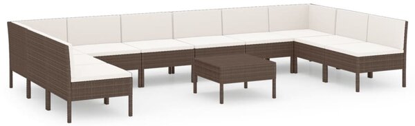 11 részes barna polyrattan kerti ülőgarnitúra párnákkal