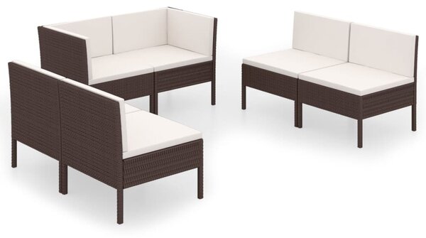 6 részes barna polyrattan kerti ülőgarnitúra párnákkal