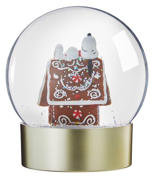 PEANUTS hógömb 11 cm, Snoopy mézeskalácsházon