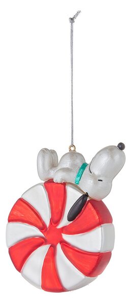 PEANUTS üveg karácsonyfadísz , Snoopy cukorka