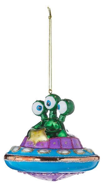 HANG ON üveg karácsonyfadísz , UFO űrhajóban
