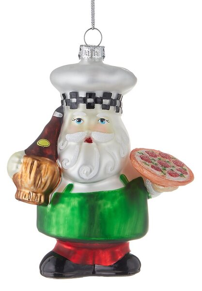 HANG ON üveg karácsonyfadísz , olasz Mikulás