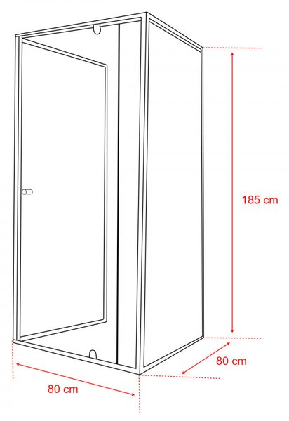 Flexi 80x80 cm falsíkra szerelhető szögletes zuhanykabin zuhanytálca nélkül