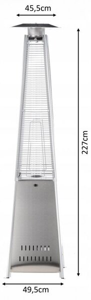 JAKS Rozsdamentes acél teraszfűtő 227 cm