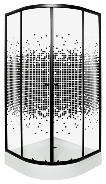 Pixel Black 80 íves zuhanykabin zuhanytálcával