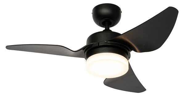 Mennyezeti ventilátor fekete 86,7 cm LED-del, fényerőszabályzóval és távirányítóval - Yuki