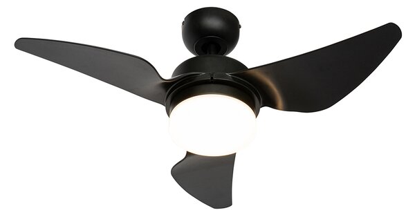 Mennyezeti ventilátor fekete 86,7 cm LED-del, fényerőszabályzóval és távirányítóval - Yuki