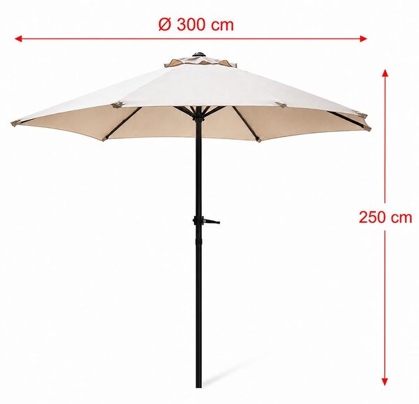 AVENBERG SUNNY BASIC 300 Dönthető kerti napernyő, átmérő 3M, bézs