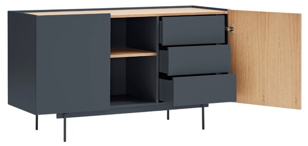 Antracitszürke tölgy komód Teulat Otto 130 x 45 cm