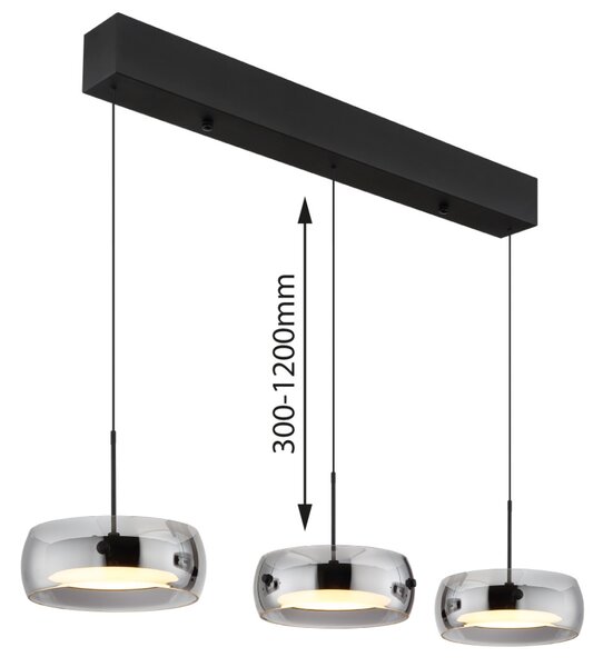 LIVION LED függőlámpa, három fénytesttel