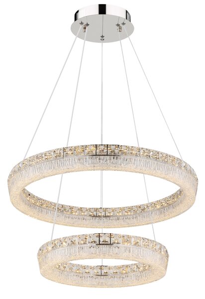 LAUREL LED függőlámpa, króm, Ø60 cm, 2700–6000K