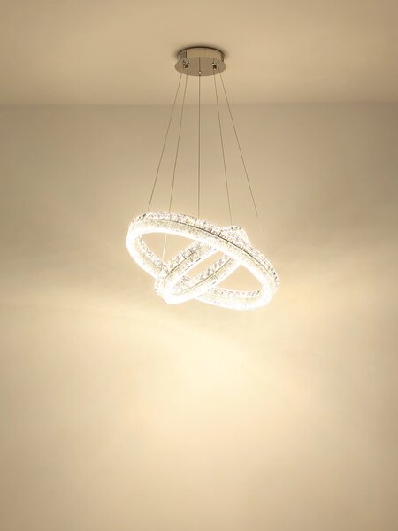 LAUREL LED függőlámpa, króm, Ø60 cm, 2700–6000K