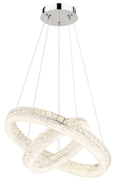 LAUREL LED függőlámpa, króm, Ø60 cm, 2700–6000K