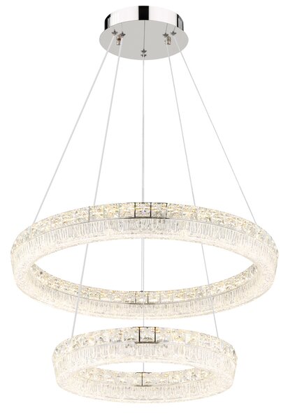 LAUREL LED függőlámpa, króm, Ø60 cm, 2700–6000K