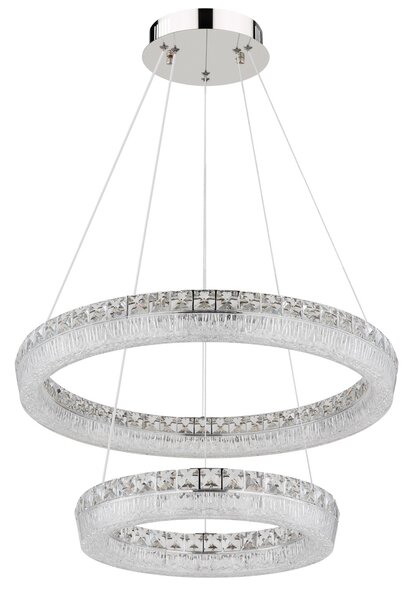 LAUREL LED függőlámpa, króm, Ø60 cm, 2700–6000K