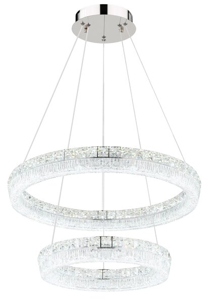 LAUREL LED függőlámpa, króm, Ø60 cm, 2700–6000K