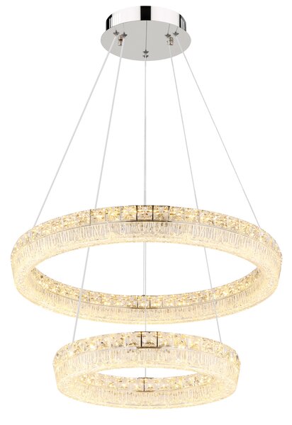 LAUREL LED függőlámpa, króm, Ø60 cm, 2700–6000K