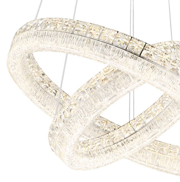 LAUREL LED függőlámpa, króm, Ø60 cm, 2700–6000K