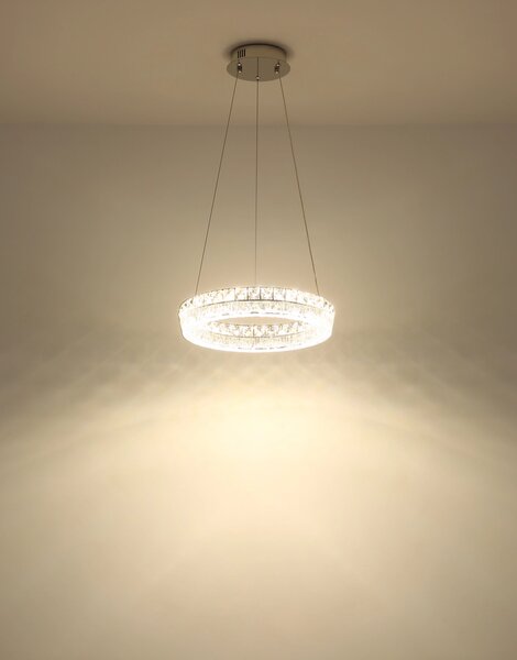 LAUREL LED függőlámpa, króm, Ø40 cm, 2700–6000K