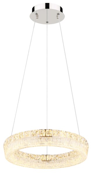 LAUREL LED függőlámpa, króm, Ø40 cm, 2700–6000K