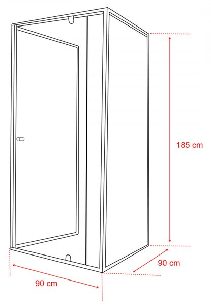 Flexi 90x90 cm falsíkra szerelhető szögletes zuhanykabin zuhanytálca nélkül