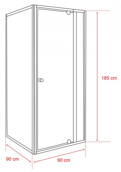 Flexi 90x90 cm sarokba szerelhető szögletes zuhanykabin zuhanytálca nélkül