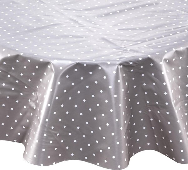 WATERPROOF lemosható asztalterítő, szürke pöttyös Ø 140cm
