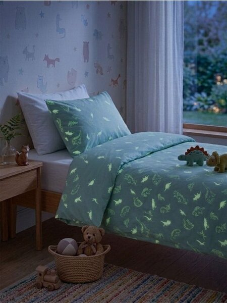 Sinsay - Ágyneműhuzat-szett fluoreszkáló dinoszaurusz mintával - halványzöld