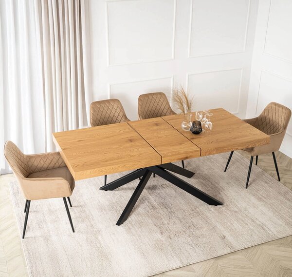 JAKS Hampton bővíthető étkezőasztal fekete 160–240 cm arany tölgy
