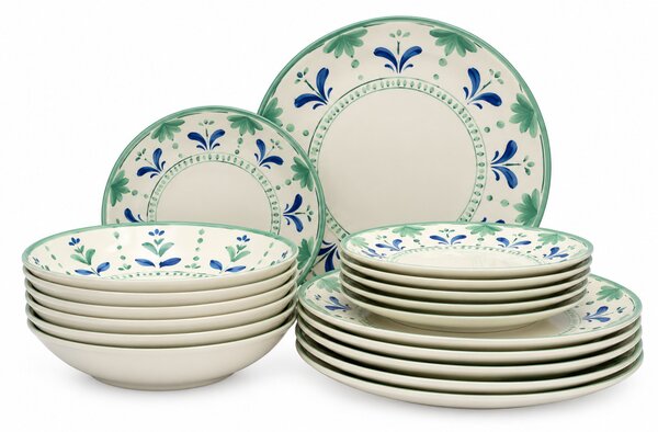 Tognana Positano Madison 18 részes porcelán 6 személyes étkészlet türkiz-kék virágmintás