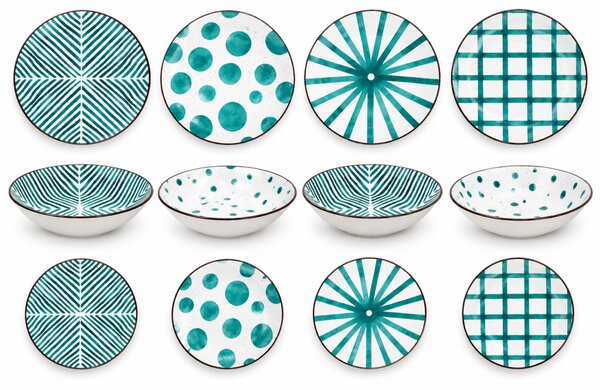 Tognana Moon Teal Mirage 18 részes porcelán étkészlet 6 személyes zöld mintás