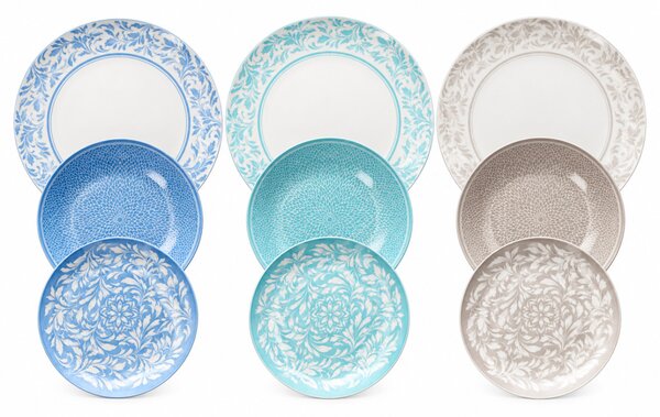Tognana Celine Madison 18 részes porcelán étkészlet 6 személyes többszínű mintás