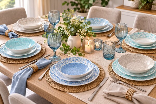 Tognana Celine Madison 18 részes porcelán étkészlet 6 személyes többszínű mintás