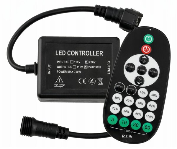 Kültéri fényfüzér kerti égősor girland 10m - 20db izzó + távirányító | Sorolható IP44 E27
