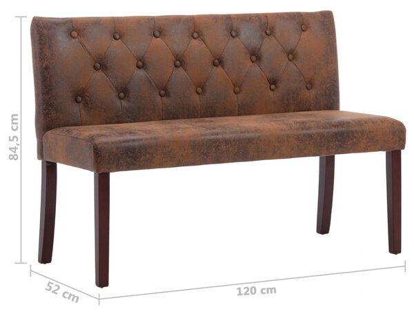 Barna művelúr pad 120 cm