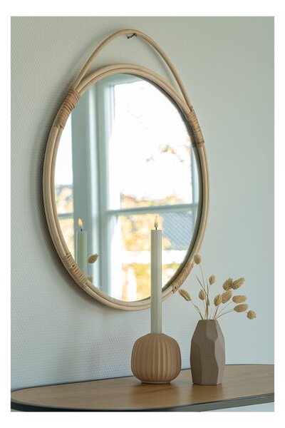 Fali tükör rattan kerettel ø 50 cm Malo – House Nordic