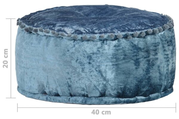 Kék kerek bársony puff 40 x 20 cm